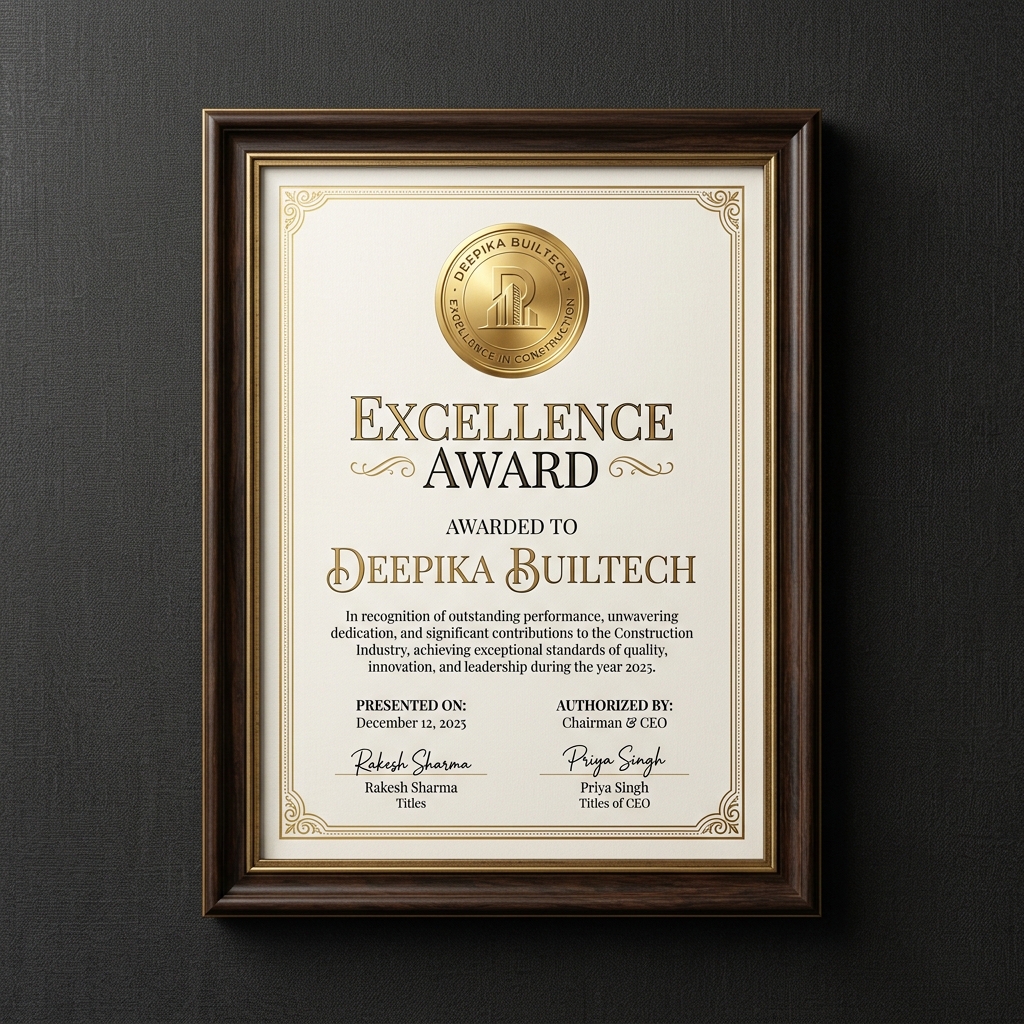 Deepika Builtech Excellence Award 2025 ceremony certificate photo