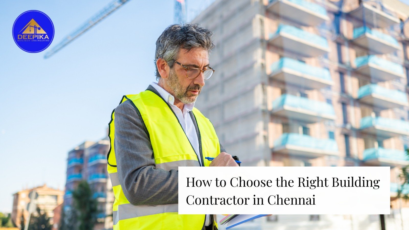 Professional Building Contractor in Chennai inspecting construction site – Deepika Builtech Engineering